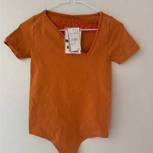 Simon Miller Orange V-Neck Bodysuit